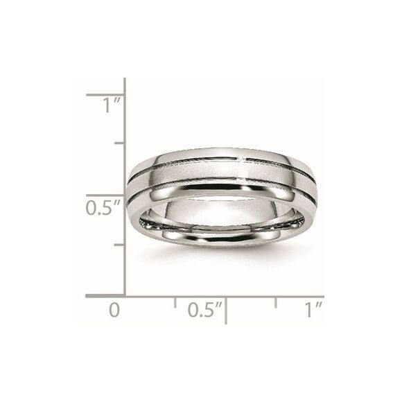 Chisel Cobalt Polished & Satin Grooved 6mm Band - Picture 6 of 9